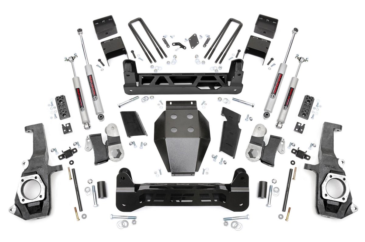 Chevrolet Silverado 3500 HD Suspension Lift Kit - Rough Country - 5 Inch NTD - Hammer Black - '11-'19